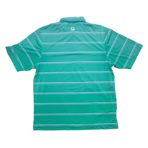 FootJoy Golf Polo Shirt Men Size Large Green Blue Striped Legends Resort Myrtle - Picture 2 of 13